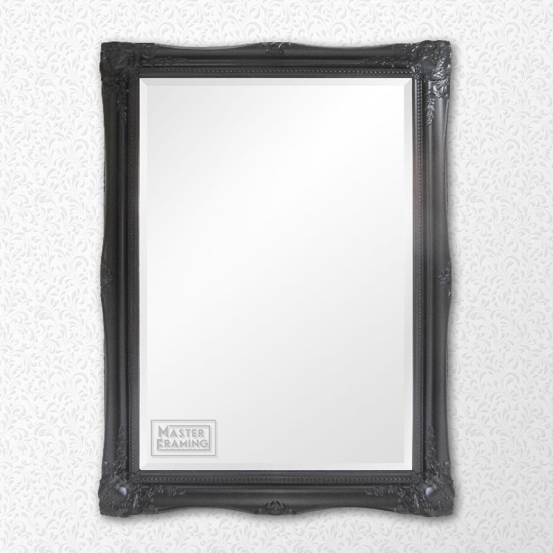 Black ornate framed mirror 491b
